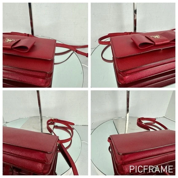 PRADA LEATHER MINI BAG RED GHW - Picture 6 of 13
